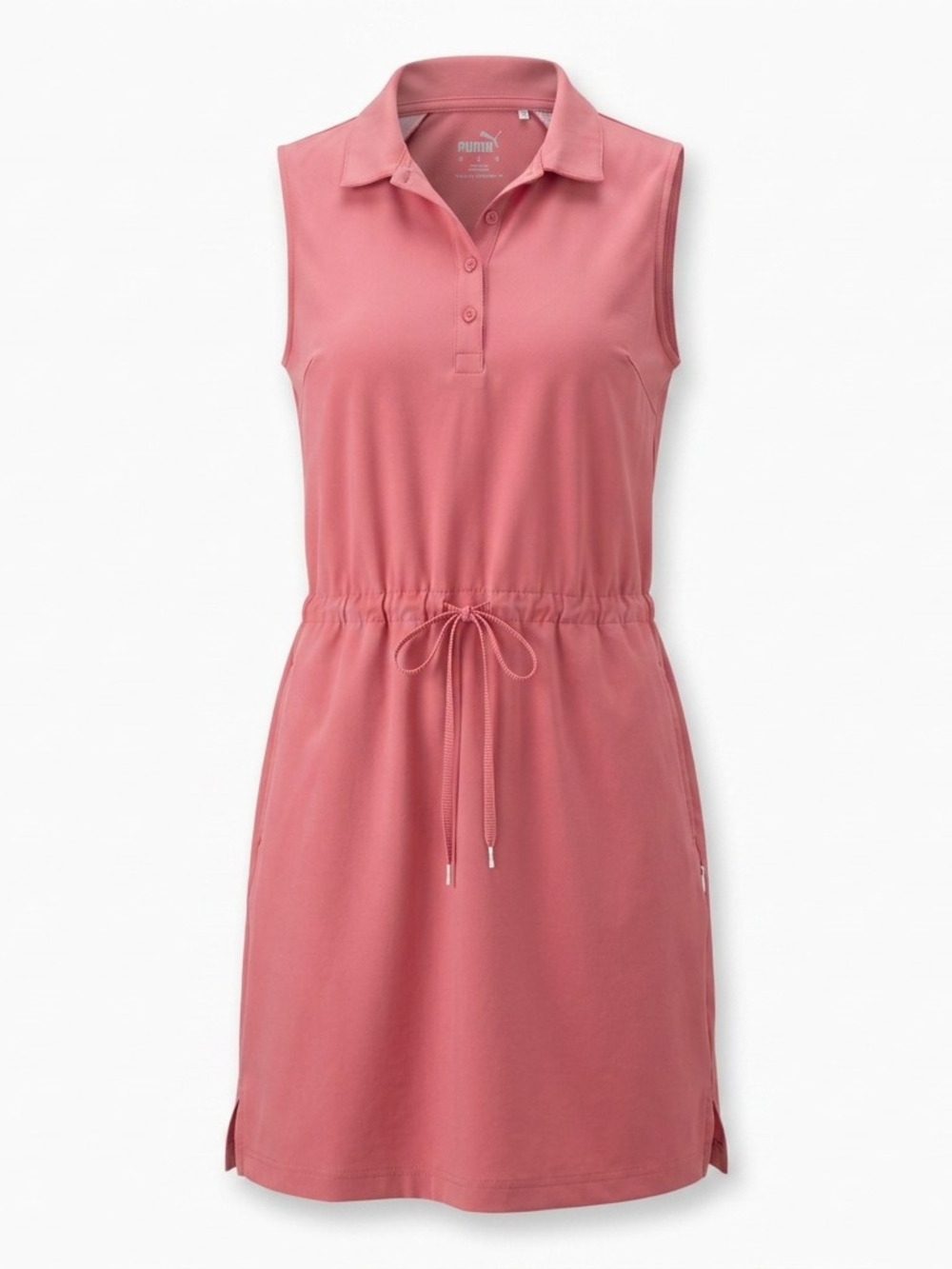 PUMA Sleeveless Drawstring Swim Dress — Rose Pink